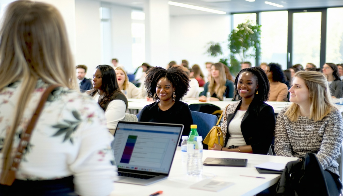 Young professionals attending a skill-building workshop